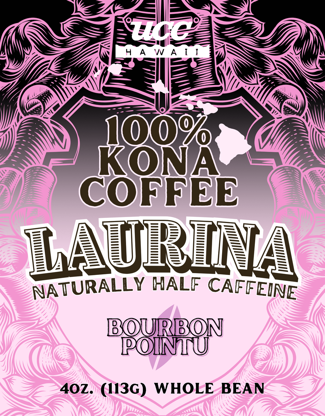 100% Kona LAURINA  naturall half caffein